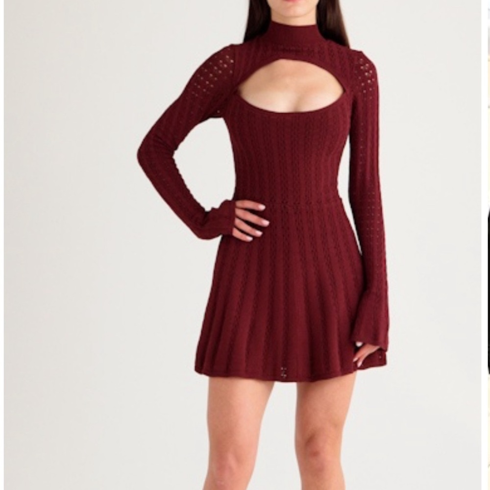 House of cb Evalina Cutout Long Sleeve Sweater Dress